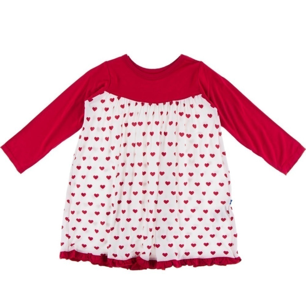 ❤️KICKEE PANTS BABY White and Red Heart Print Dress - Size 6-12months